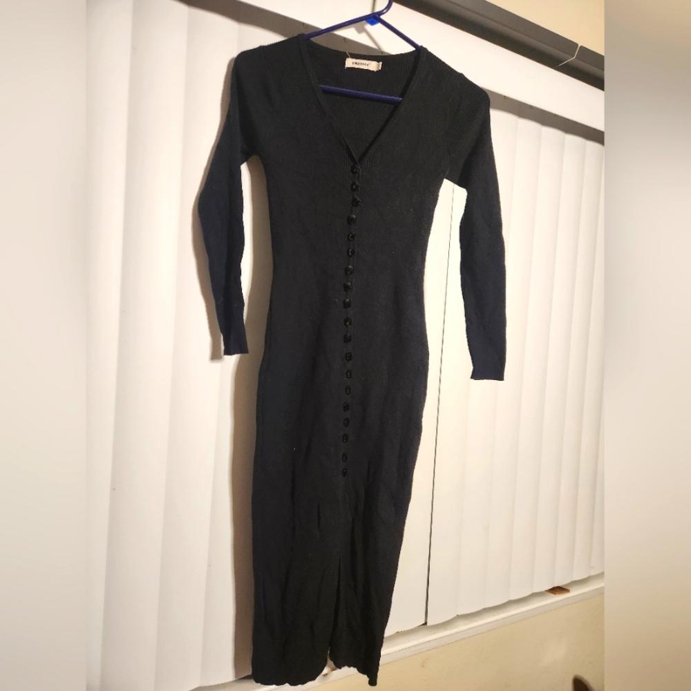 Elegant Black Button-Down Dress